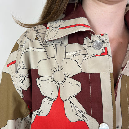 HERMES Trench lungo in cotone con stampa “Grand Manège”