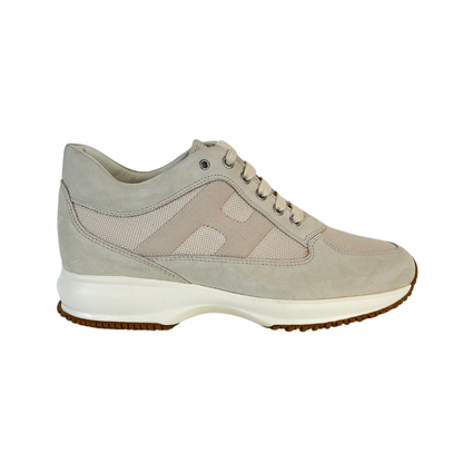 HOGAN Sneakers in pelle e tessuto bianco latte