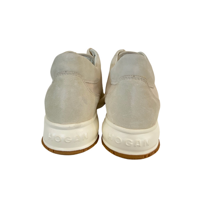 HOGAN Sneakers in pelle e tessuto bianco latte