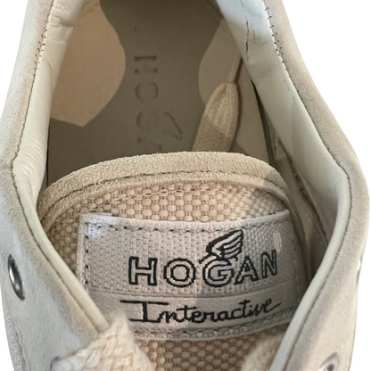 HOGAN Sneakers in pelle e tessuto bianco latte