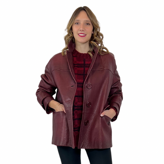 Miu Miu Giacca in pelle bordeaux 