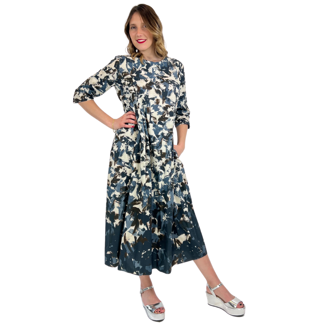 'S MAX MARA Abito lungo fantasia blu