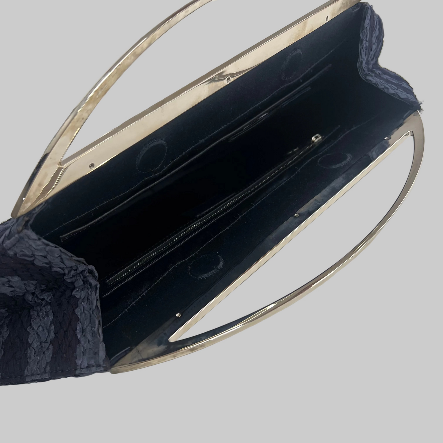 GIORGIO ARMANI Borsa ad uncinetto a righe blu