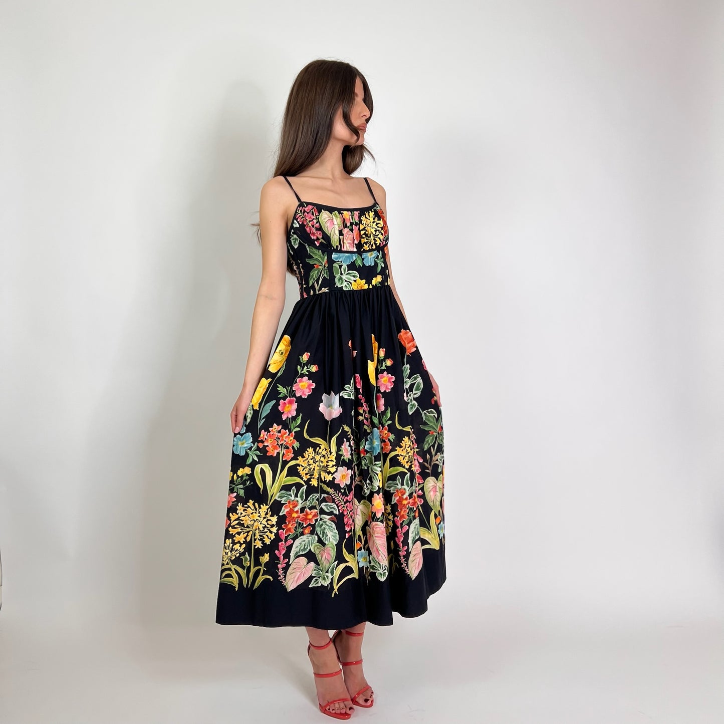 LAVI COUTURE Abito Tarantè nero fiorato