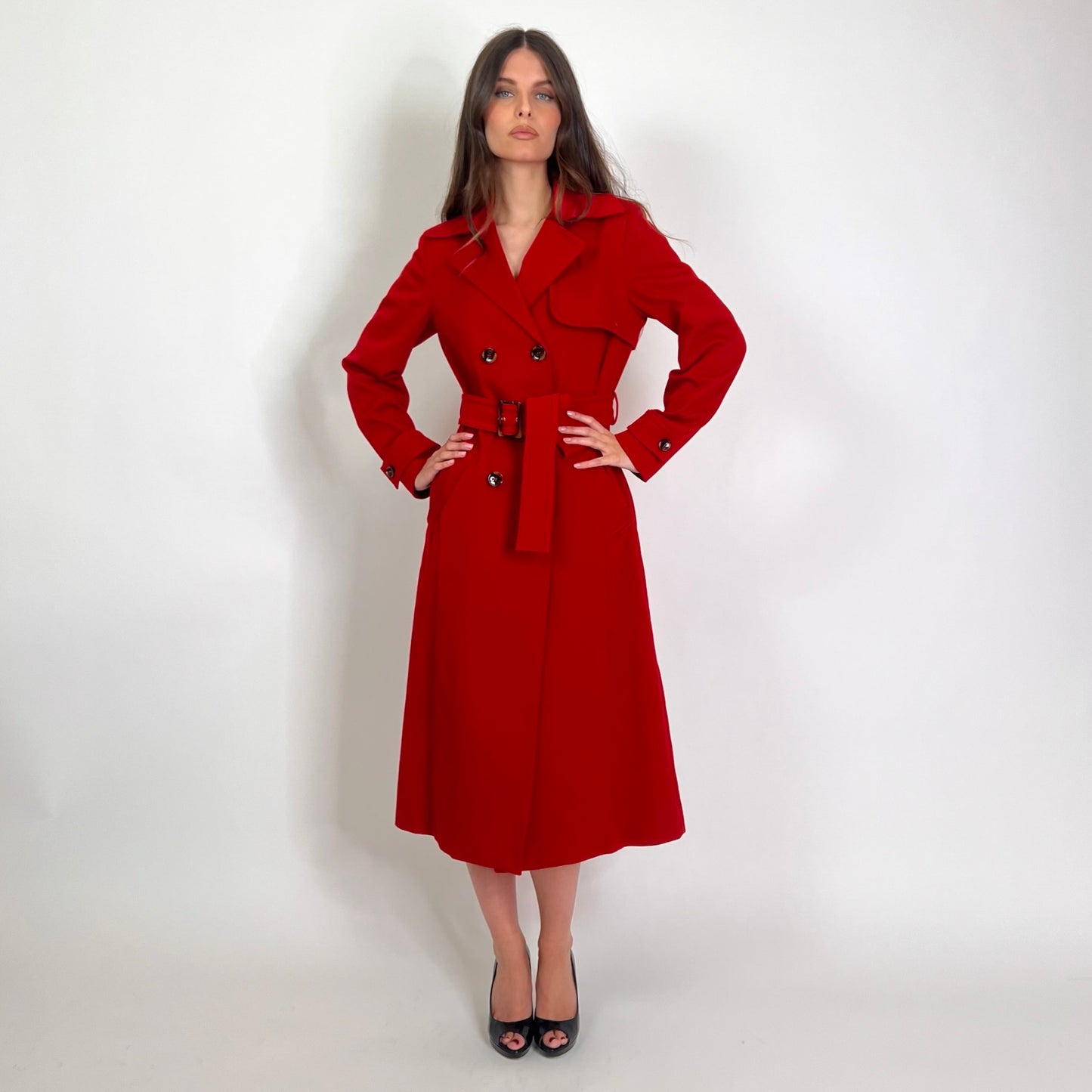 I BLUES Trench lungo in cotone rosso 