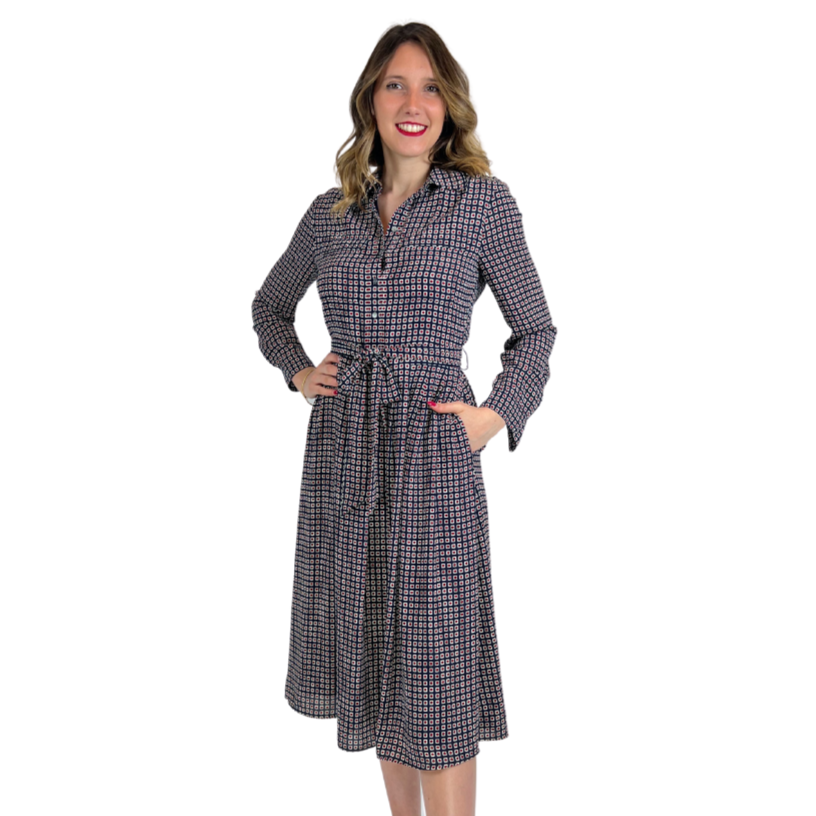 J. CREW Abito midi blu a fantasia1