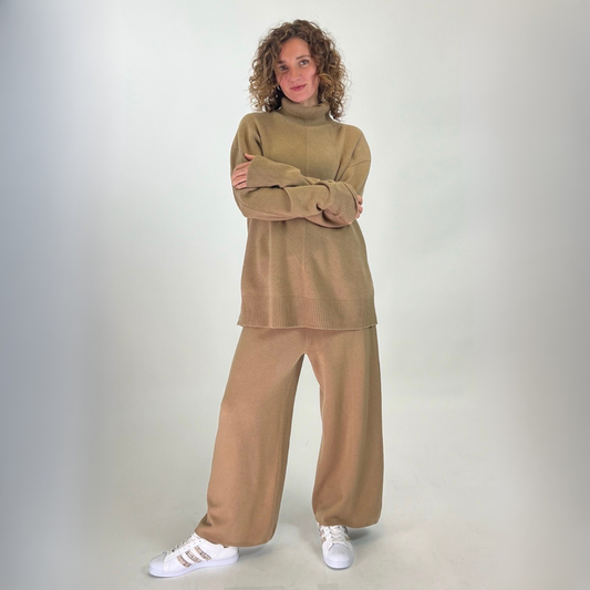 JOSEPH Tuta in cashmere cammello