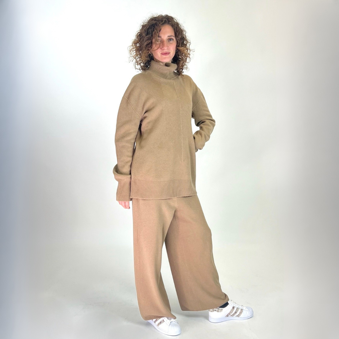 JOSEPH Tuta in cashmere cammello