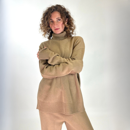 JOSEPH Tuta in cashmere cammello