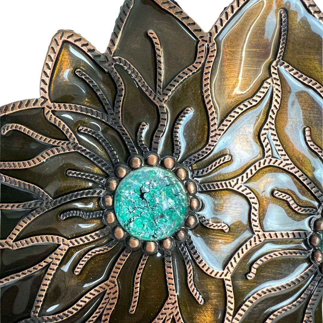 JUST CAVALLI Cintura in cuoio con fibbia doppio fiore