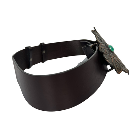 JUST CAVALLI Cintura in cuoio con fibbia doppio fiore