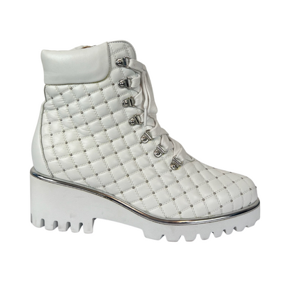 KELTON Scarpa anfibio in pelle bianca