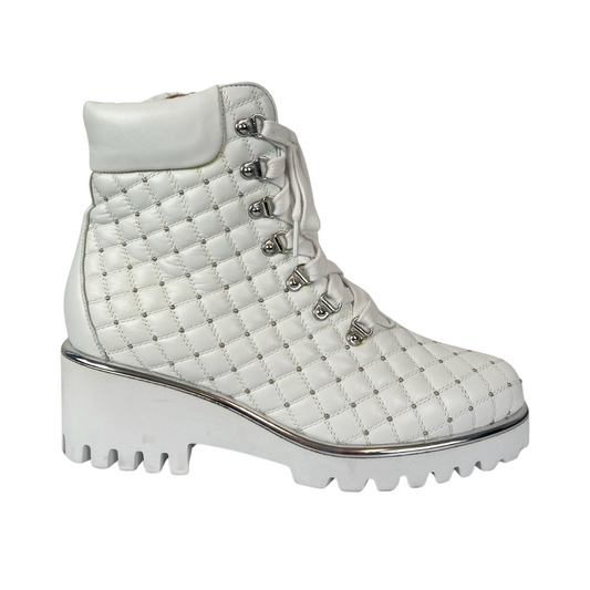 KELTON Scarpa anfibio in pelle bianca