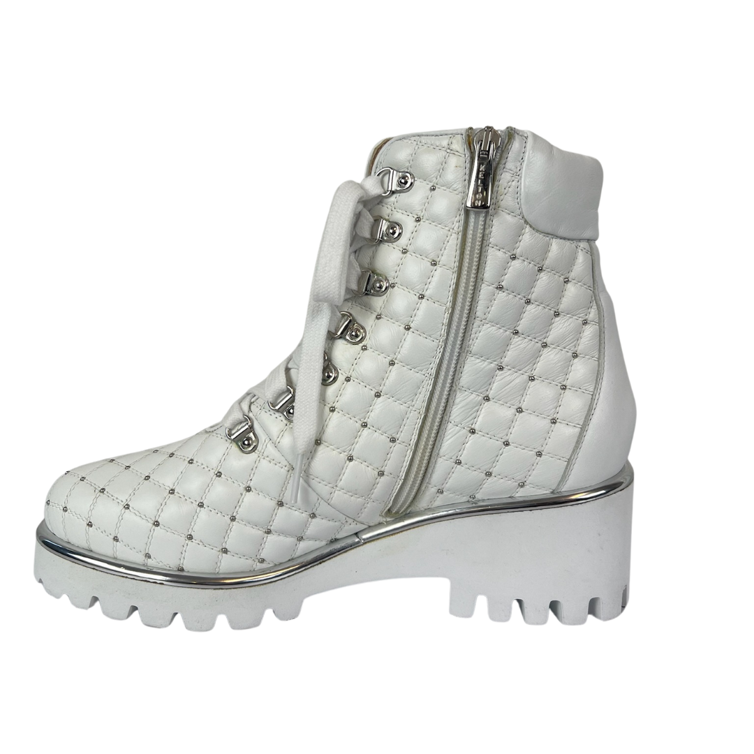 KELTON Scarpa anfibio in pelle bianca