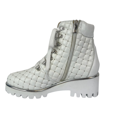 KELTON Scarpa anfibio in pelle bianca