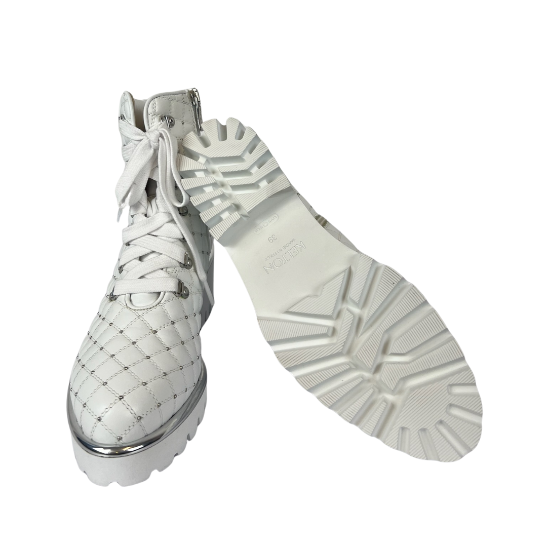 KELTON Scarpa anfibio in pelle bianca