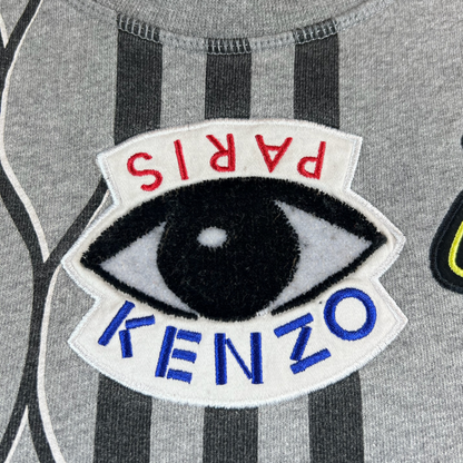 KENZO Felpa grigia con stampe  e stemmi