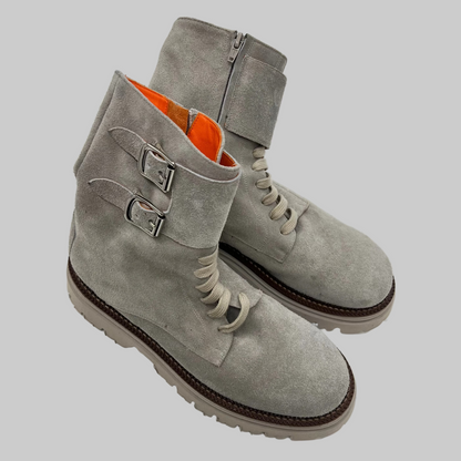 KROLL Scarpa anfibio scamosciato color pelle d'uovo