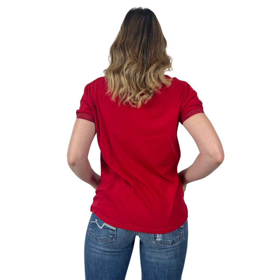 LANVIN T-shirt rossa con fiore in cannetè