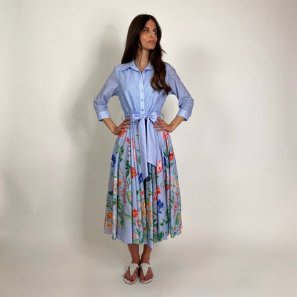 LAVI COUTURE Abito Ninni azzurro con fiori multicolor