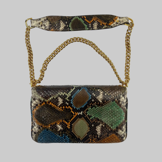 LA PRIMA Borsa rettangolare in pitone multicolor