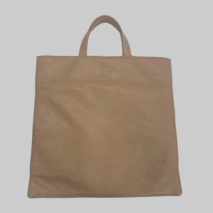 LOEWE Borsa "Anagram" quadrata piatta in pelle beige chiaro