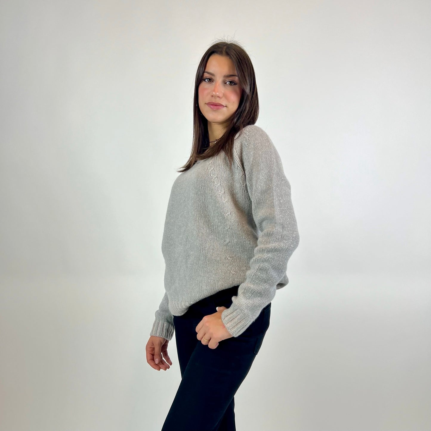 LORENA ANTONIAZZI Maglione in cashmere melange rosa azzurro