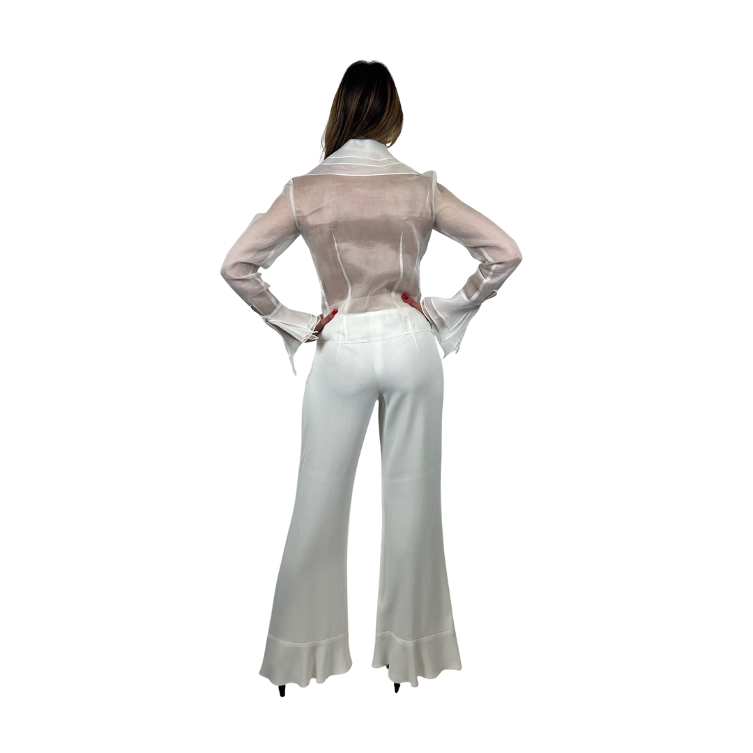 LORENZO RIVA Camicia bianca in organza trasparente