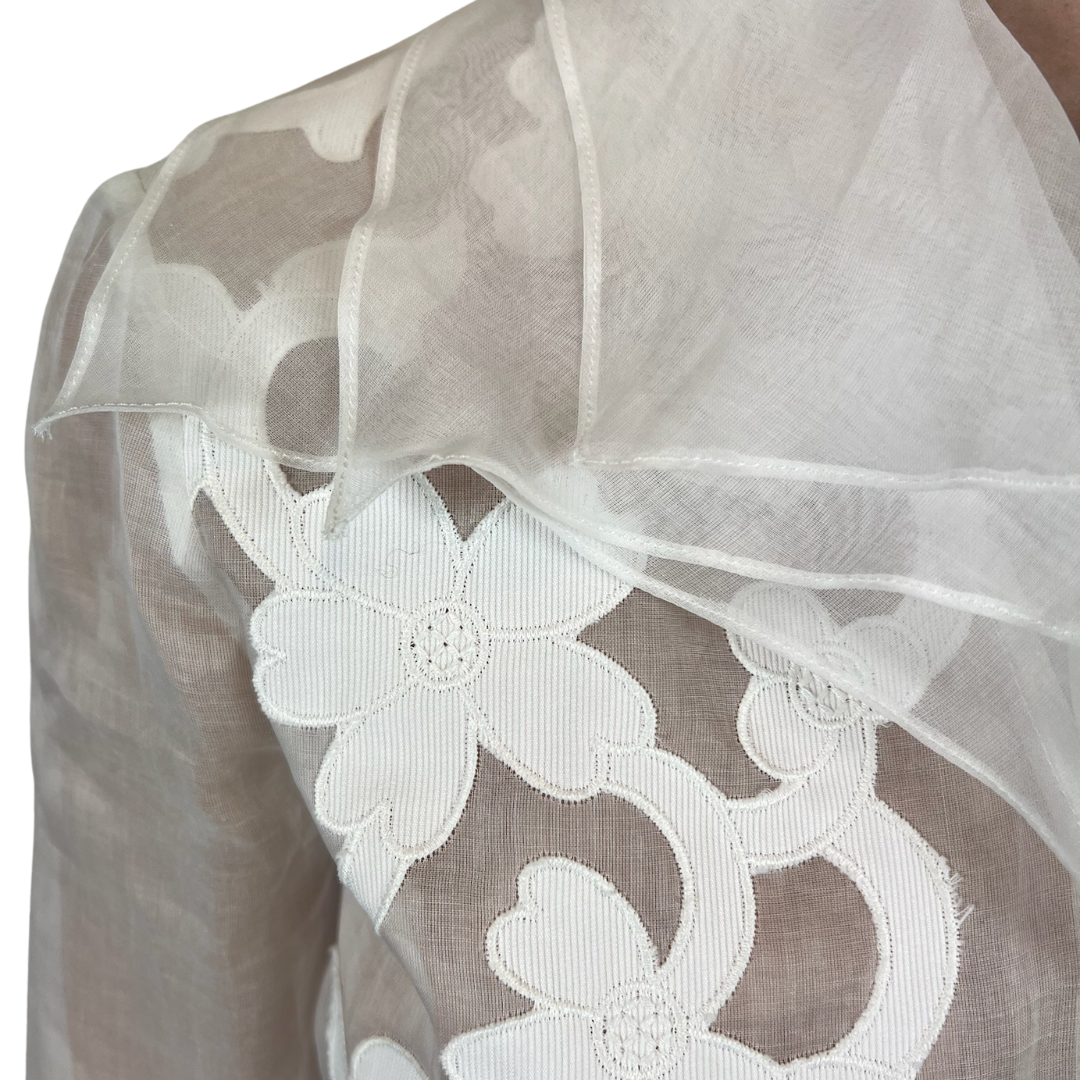 LORENZO RIVA Camicia bianca in organza trasparente