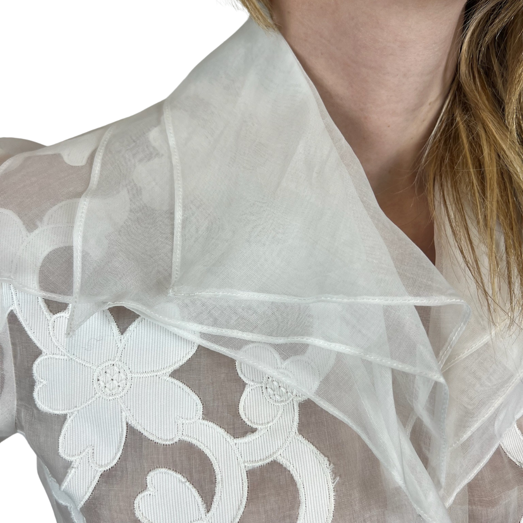 LORENZO RIVA Camicia bianca in organza trasparente