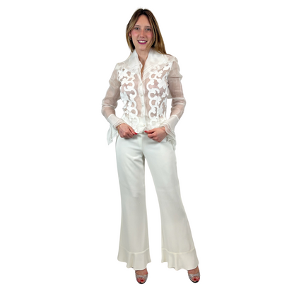 LORENZO RIVA Camicia bianca in organza trasparente