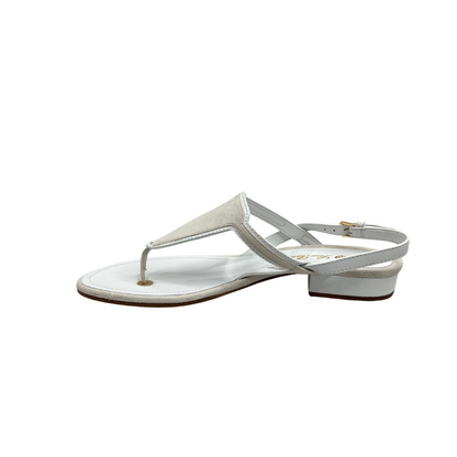 LORO PIANA Scarpa infradito in pelle bianca scamosciata