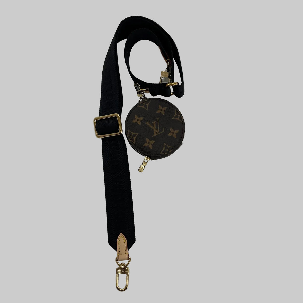 LOUIS VUITTON Bandulière in tessuto nera con porta monete rotondo monogram