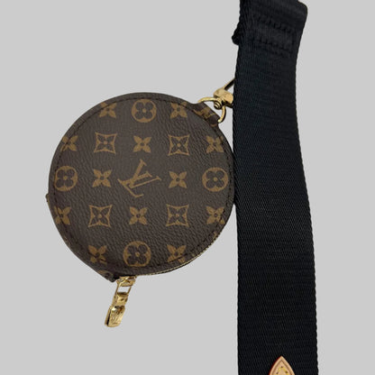 LOUIS VUITTON Bandulière in tessuto nera con porta monete rotondo monogram