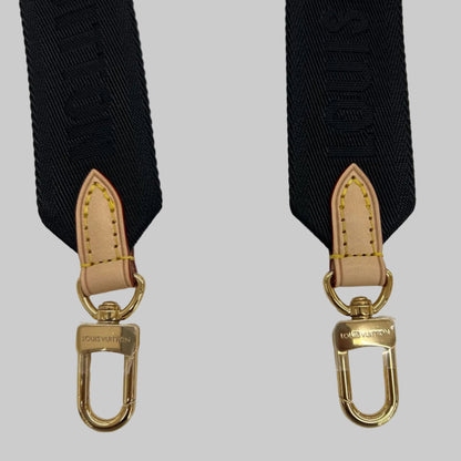 LOUIS VUITTON Bandulière in tessuto nera con porta monete rotondo monogram