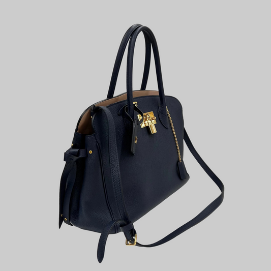 LOUIS VUITTON Borsa Milla MM in pelle martellata blu