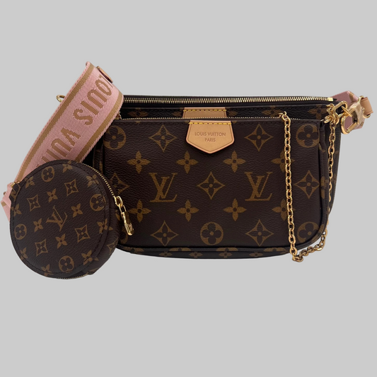 LOUIS VUITTON Borsa Multipochette Accessoires Monogram con tracolla rosa