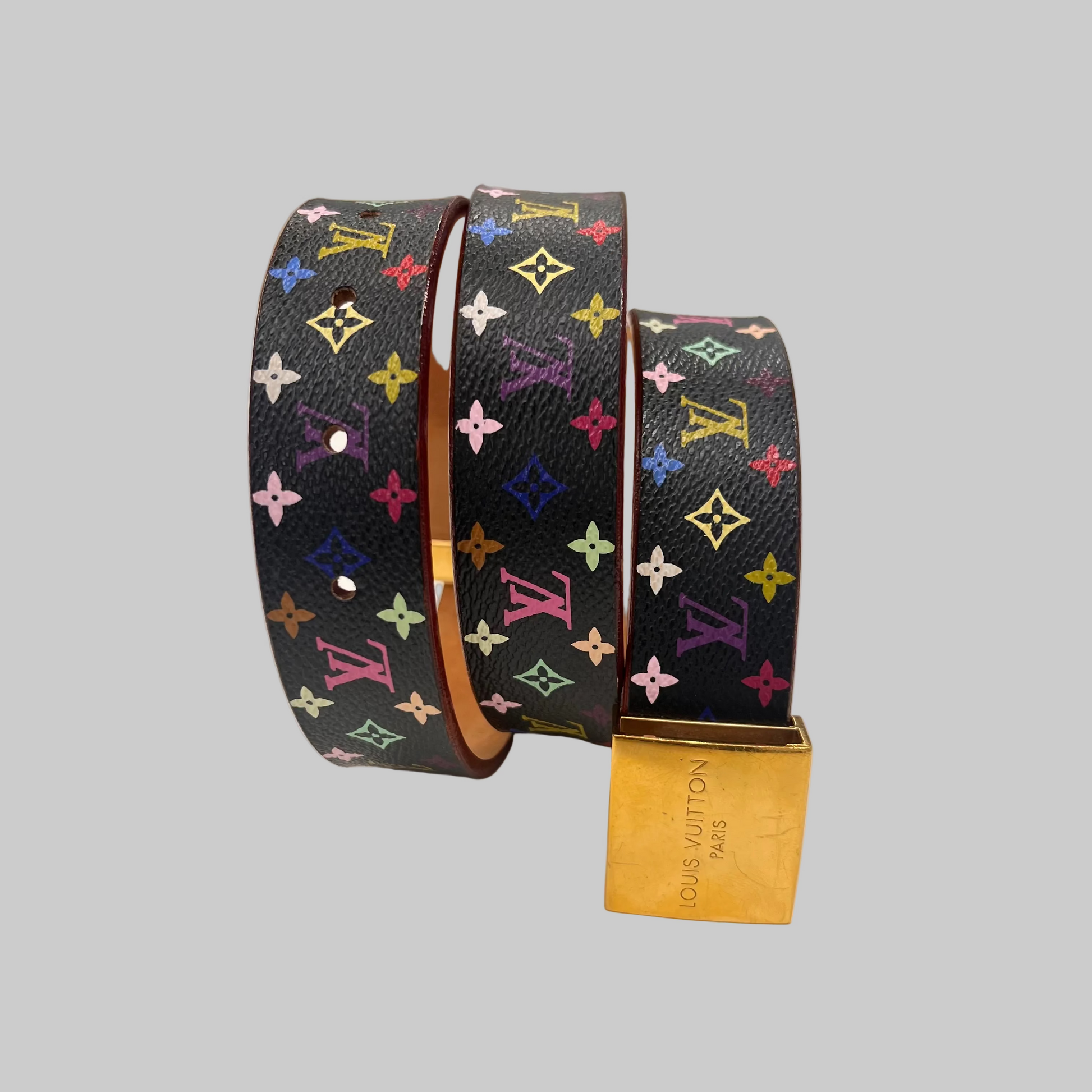 LOUIS VUITTON Cintura in canvas nero monogram multicolor