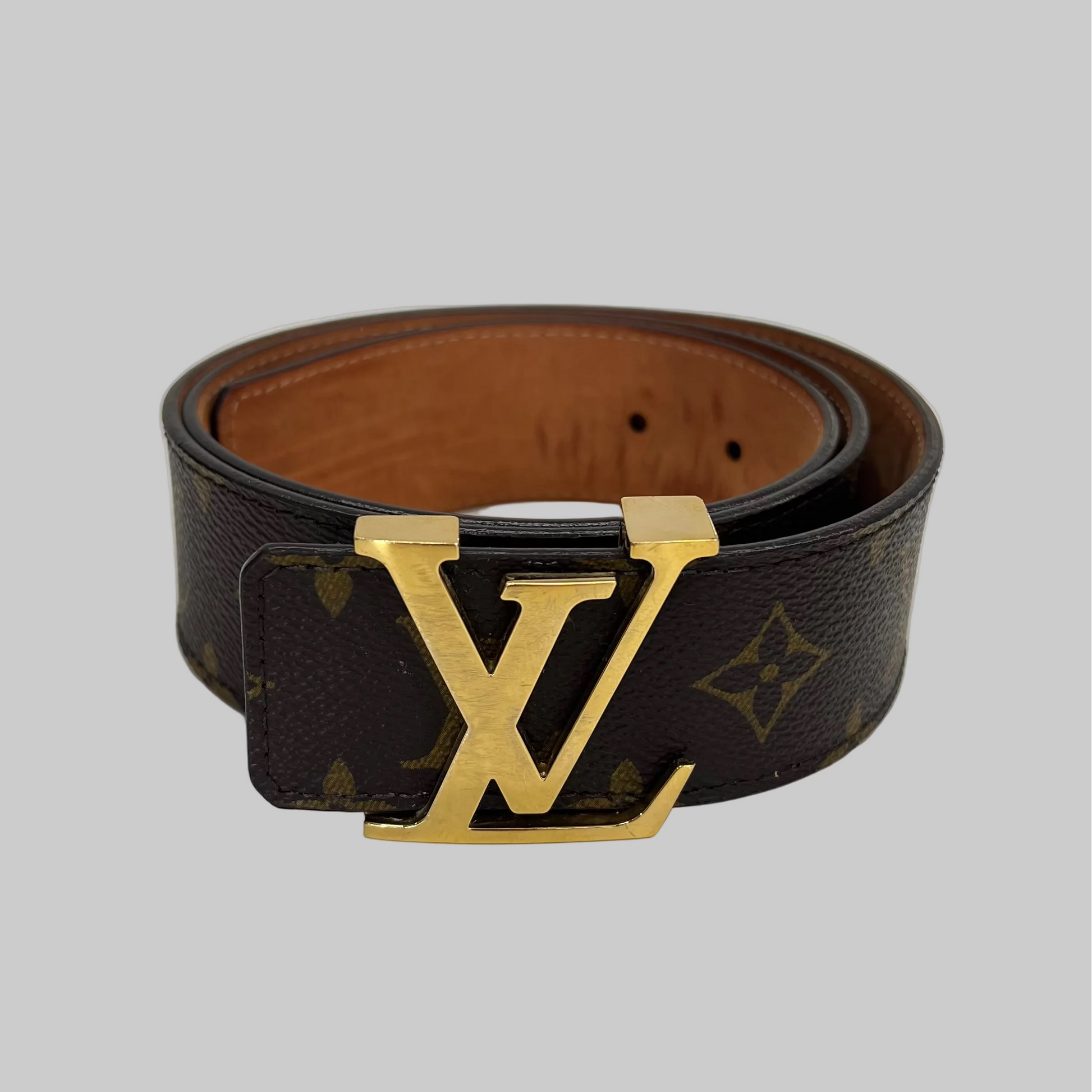 LOUIS VUITTON Cintura monogram con fibbia LV dorata