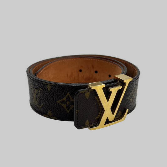 LOUIS VUITTON Cintura monogram con fibbia LV dorata