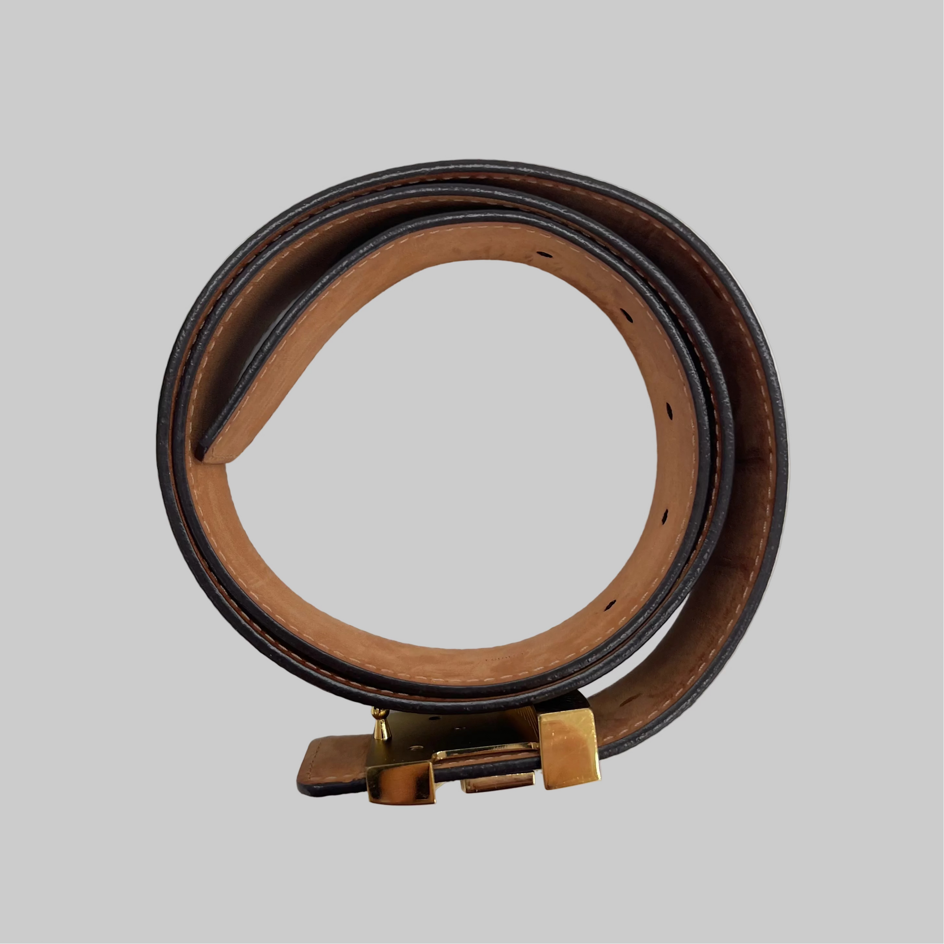 LOUIS VUITTON Cintura monogram con fibbia LV dorata