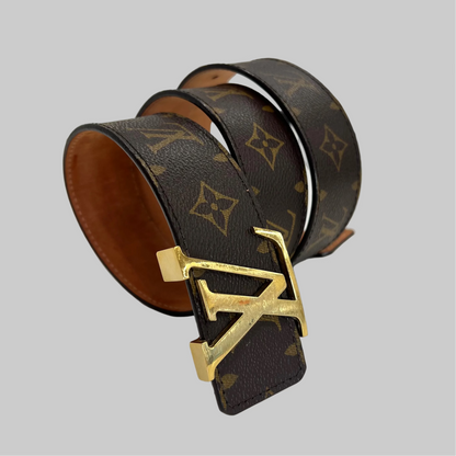 LOUIS VUITTON Cintura monogram con fibbia LV dorata