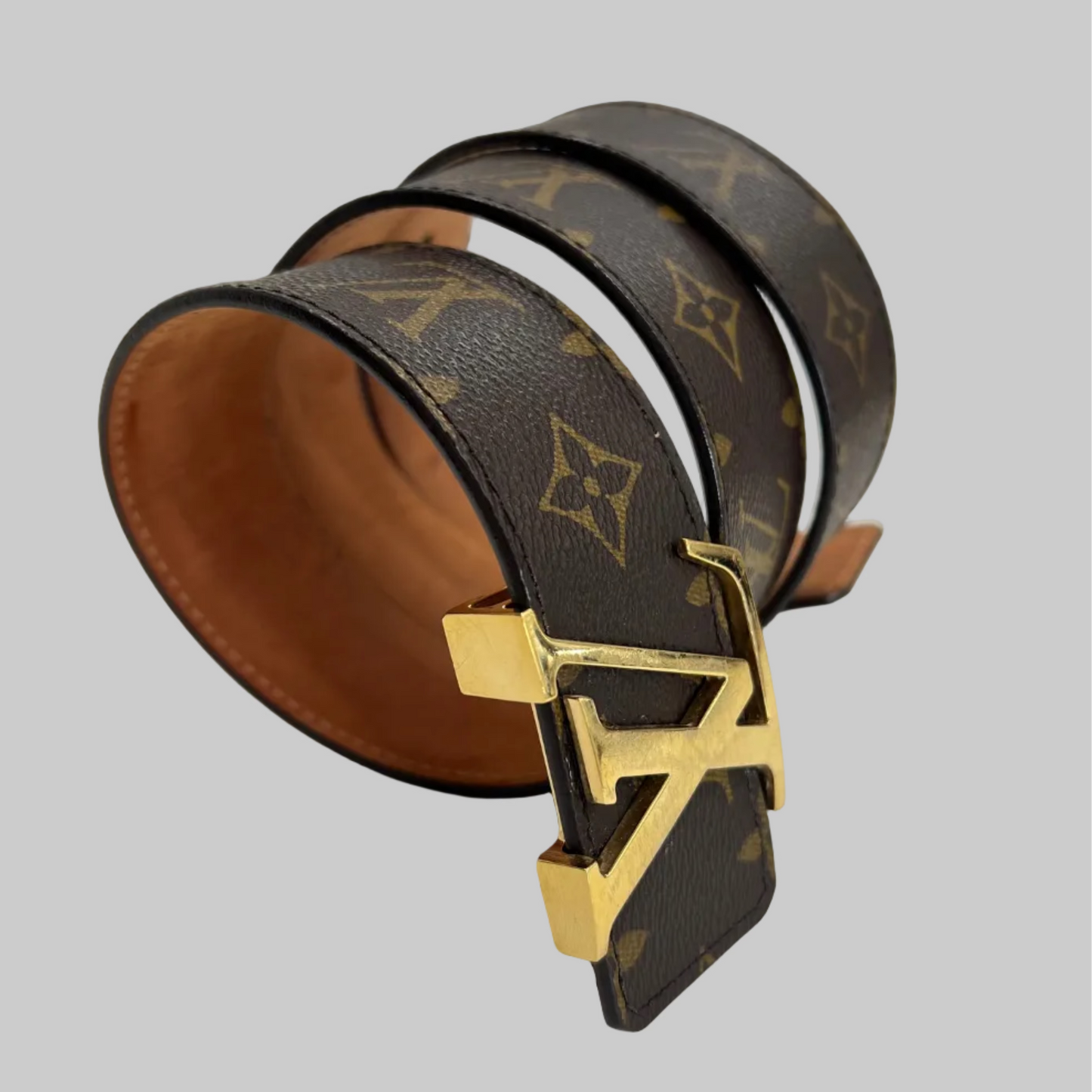 LOUIS VUITTON Cintura monogram con fibbia LV dorata