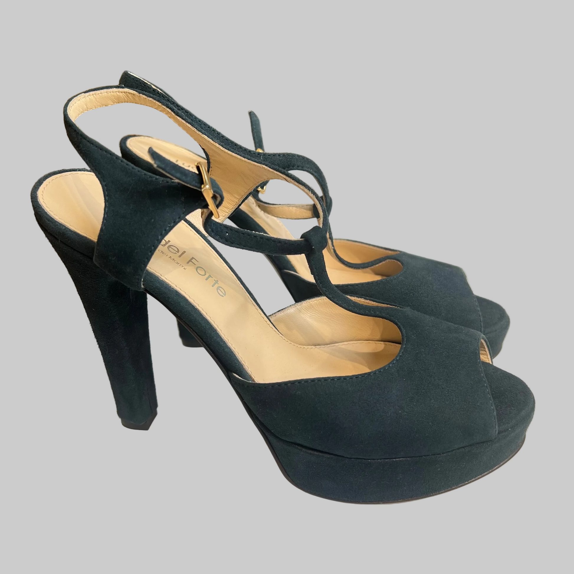 LUCA DEL FORTE Scarpa sandalo scamosciato blu 