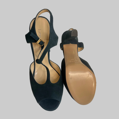 LUCA DEL FORTE Scarpa sandalo scamosciato blu 