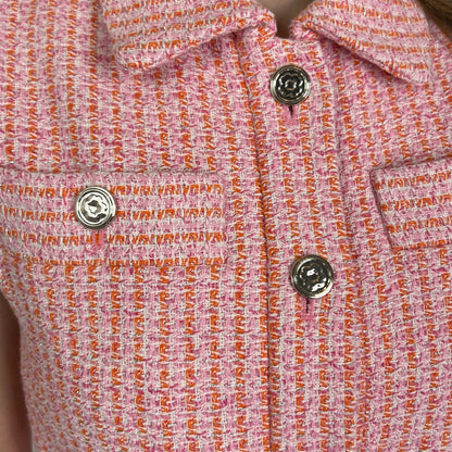 MAJE Gilet tessuto boucle rosa arancio