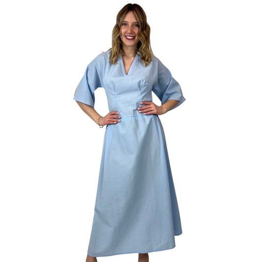 MAO DRESS Abito lungo azzurro con schiena nuda
