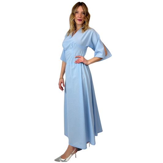 MAO DRESS Abito lungo azzurro con schiena nuda