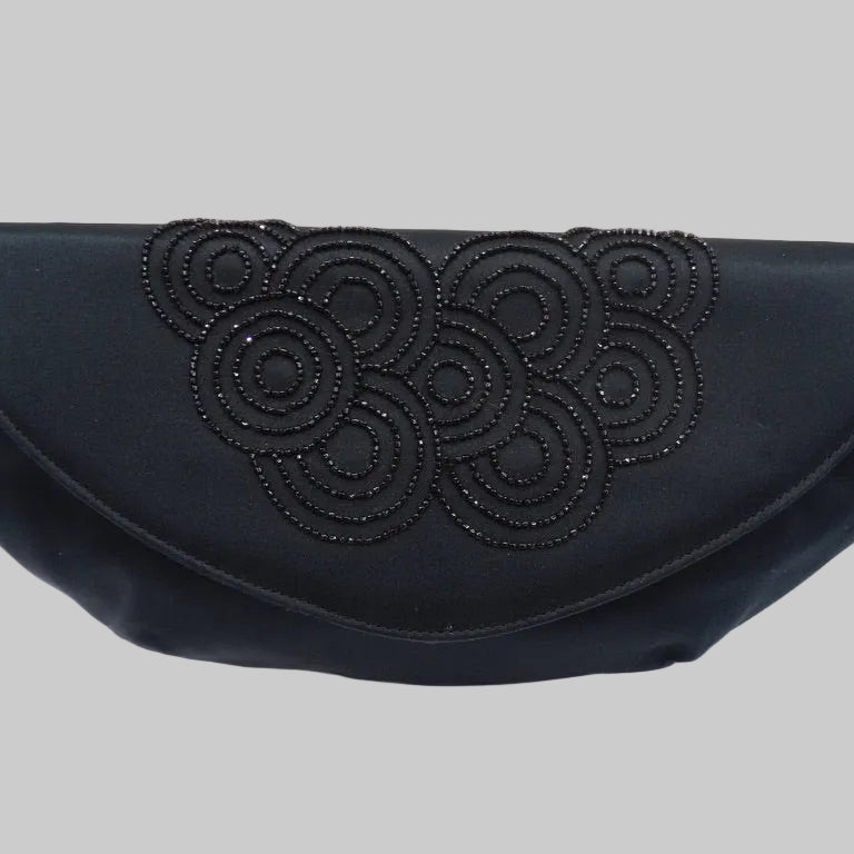 MARIO GIORDANO Pochette in raso nero e catena oro