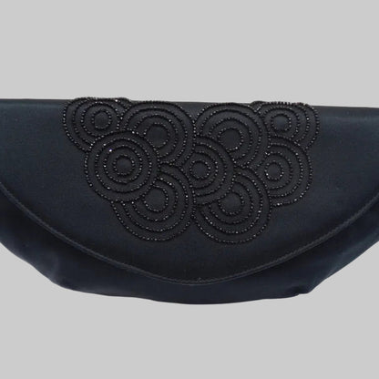 MARIO GIORDANO Pochette in raso nero e catena oro
